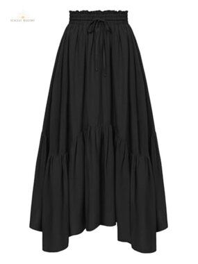 Flowy Boho Renaissance Maxi Skirt High Waist A-Line